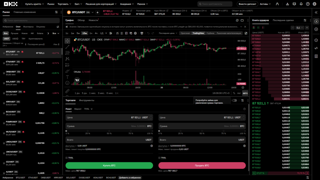 Спотовый терминал OKX